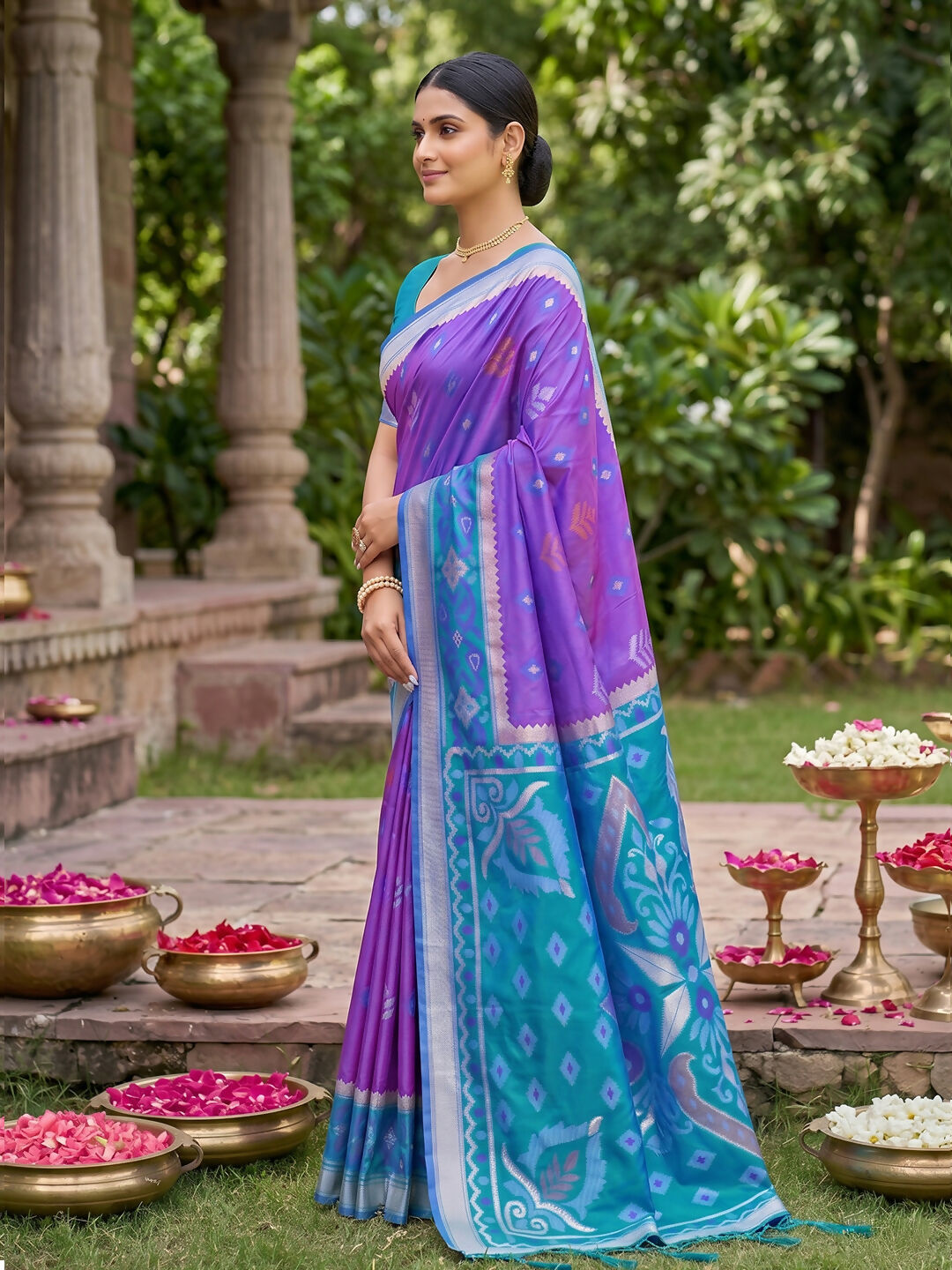 Shree Shyam Fashion Purple Soft Silk Saree