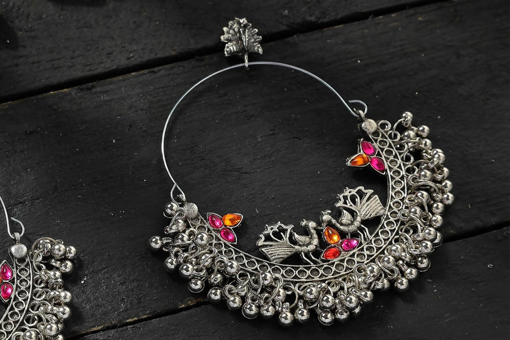 Mominos Fashion Johar Kamal Peacock Design Chandbali Earrings