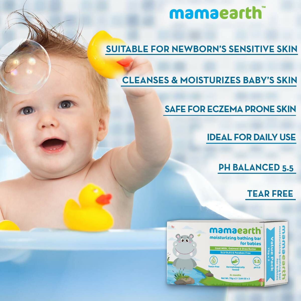 Mamaearth Moisturizing Baby Bathing Soap Bar & Natural Berry Blast Kids Toothpaste