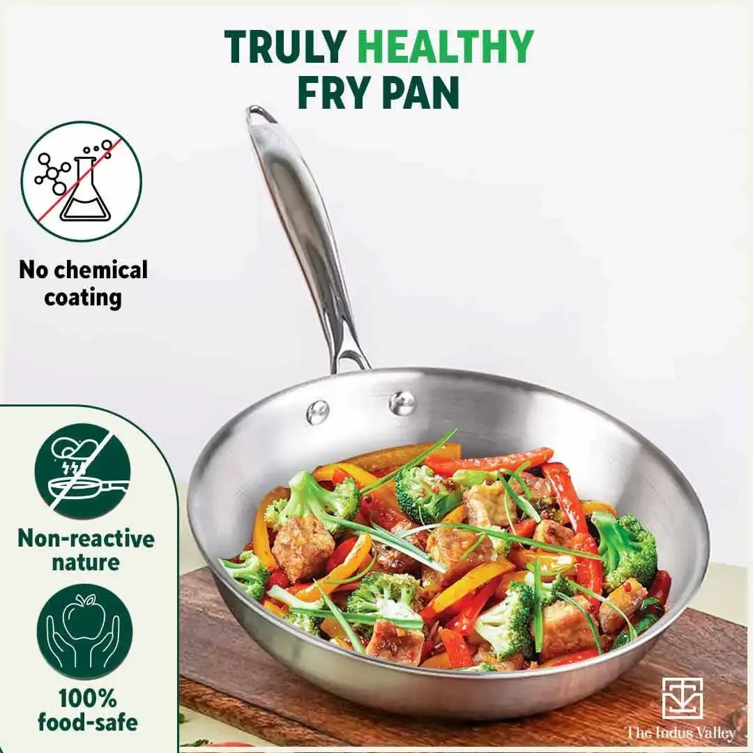 The Indus Valley Stainless Steel Frying Pan with Free Flip