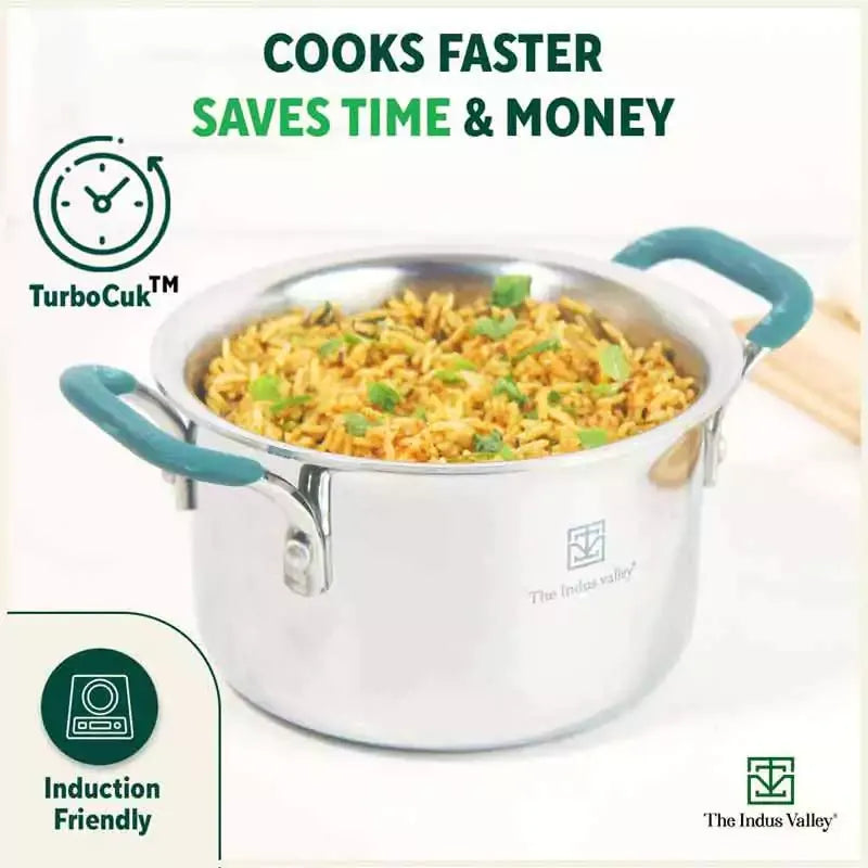 The Indus Valley Premium Tri-Ply Set - Kadai(23.4cm) + Casserole Biryani Pot(21.6cm)