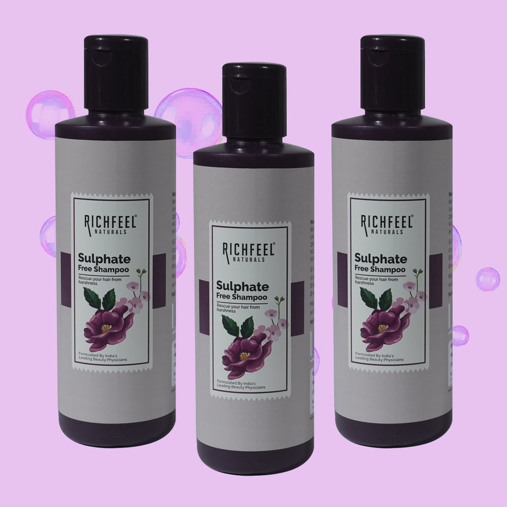 Richfeel Naturals  Sulphate Free Shampoo - 220 ml (Pack of 3)