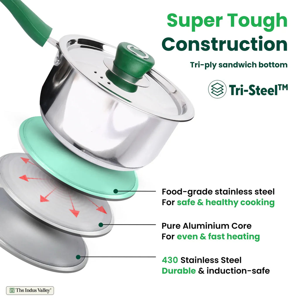The Indus Valley Stainless Steel Capsule Bottom Milk Tea Pan