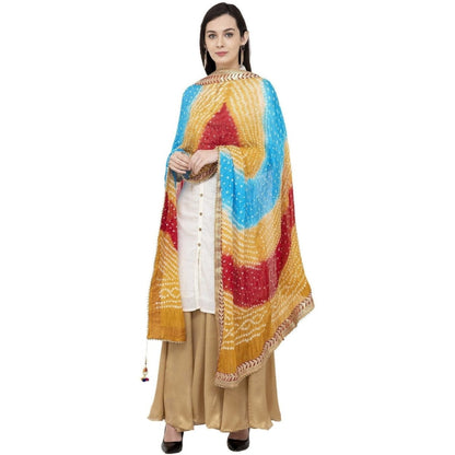 A R Silk Bandhej Multi Gota Fancy Dupatta Color Multi Color Dupatta