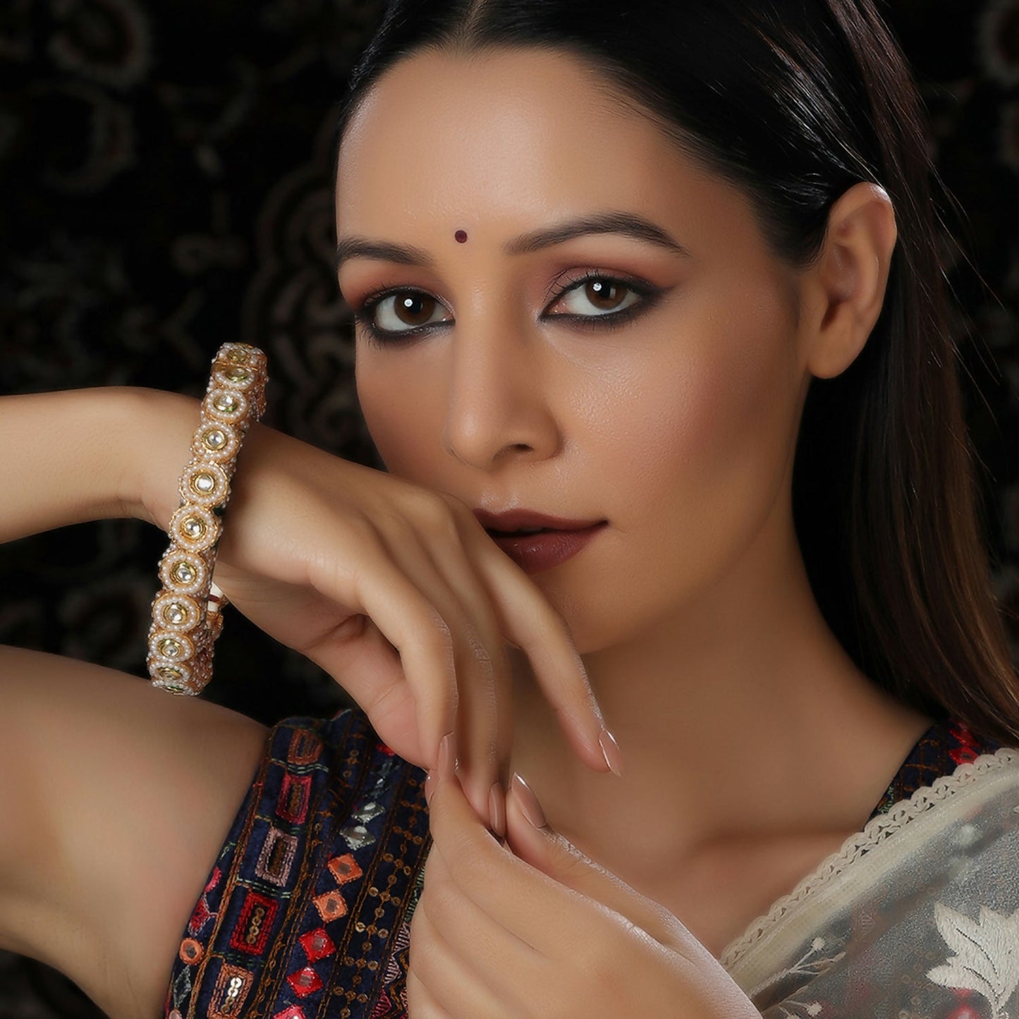 Meenakari and Jadau Bangle (Multi Color) - Ruby Raang