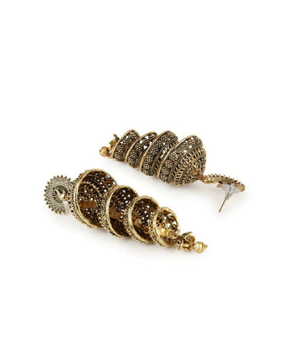 Mominos Fashion Peacock design Golden colour Earrings