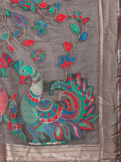 Shree Shyam Fashion Linen Cotton Grey Saree
