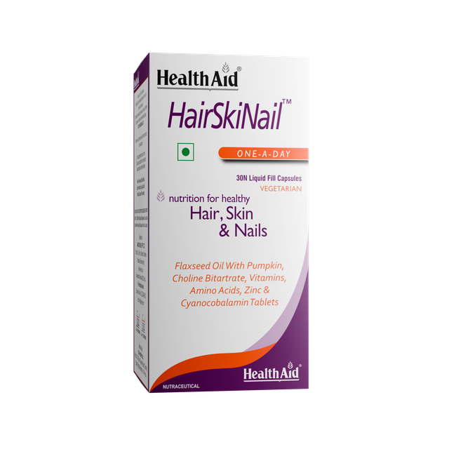 HealthAid HairSkiNail (Multivitamins for Hair, Skin and Nail) Liquid fill Capsules
