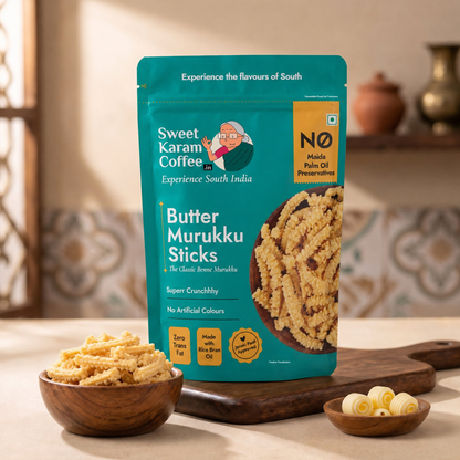 Sweet Karam Coffee Butter Murukku (Benne Murukku)