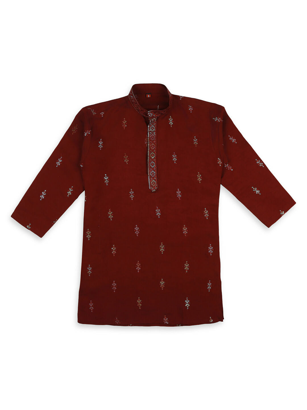 Joban Fashion Kids Island Traditional Ethnic Wear with Silk Sequence Embroidery Full Sleeves Kurta and Pyjama Set - Maroon
