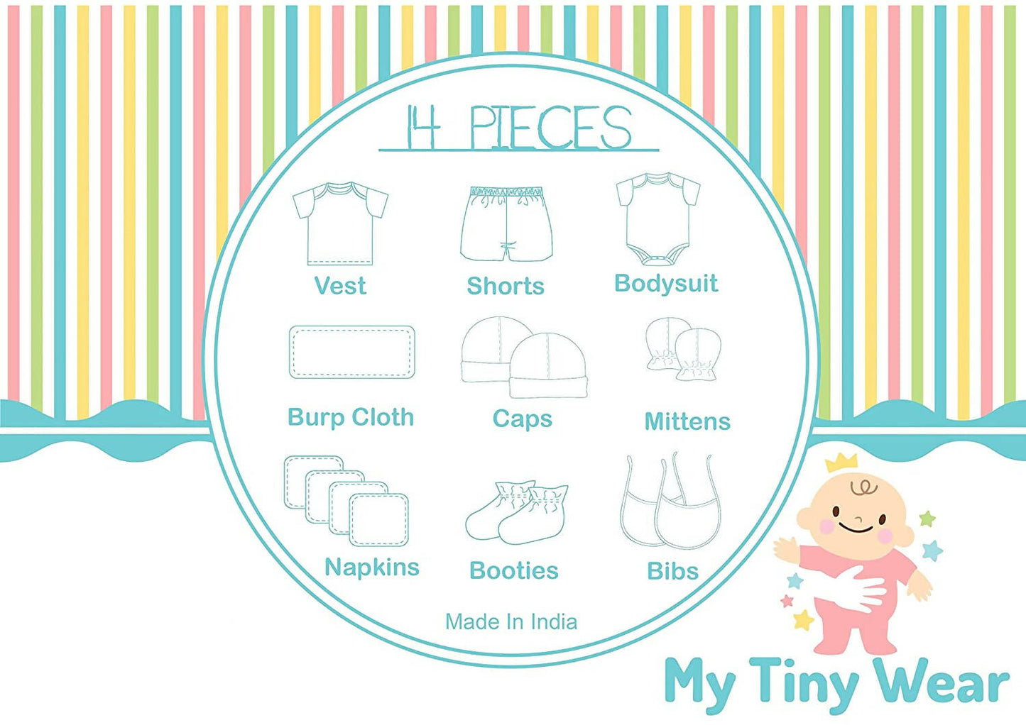 My Tiny Wear Full Sleeves New Born Baby Gift Set - Greyish Blue