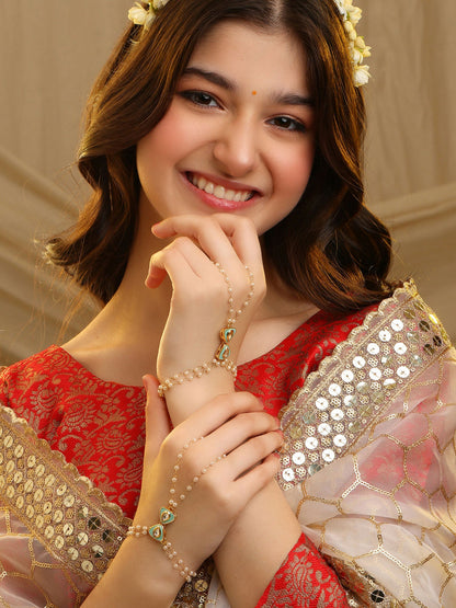 Ruby Raang Saanjh Pearl Hand Jewelry