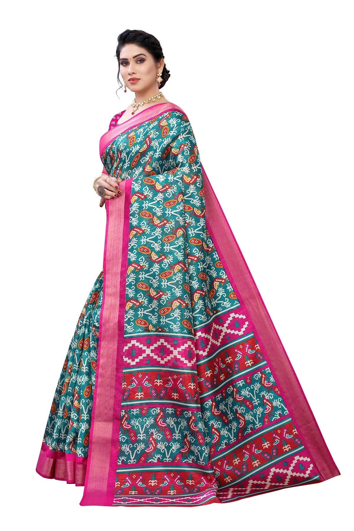 Vamika Rama Green Linen Jari Border Saree (JANKI RAMA)