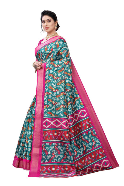 Vamika Rama Green Linen Jari Border Saree (JANKI RAMA)