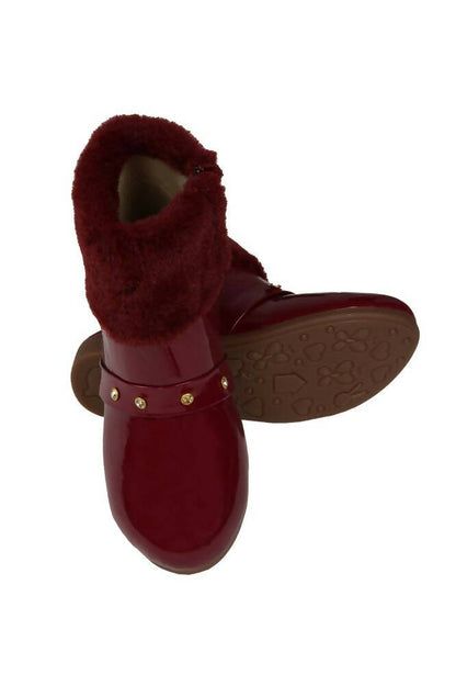 Tiny Bugs Girls Anckle Lenght Boots -Maroon