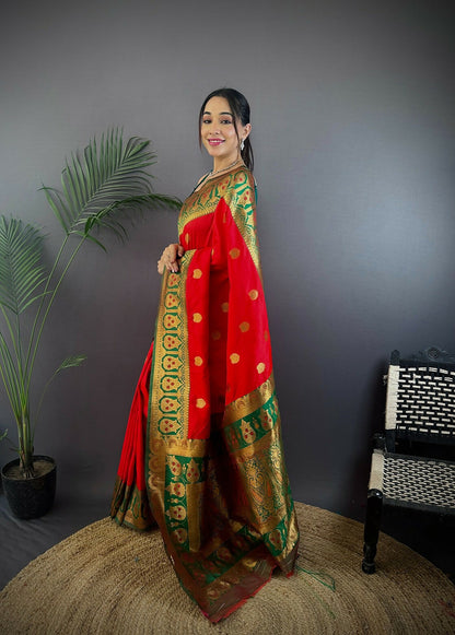 Joban Fashion Green Butti Banarasi Silk Sarees