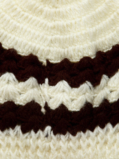 ChutPut Hand knitted Front Open Sweater For Baby Girls with Cap- Cream