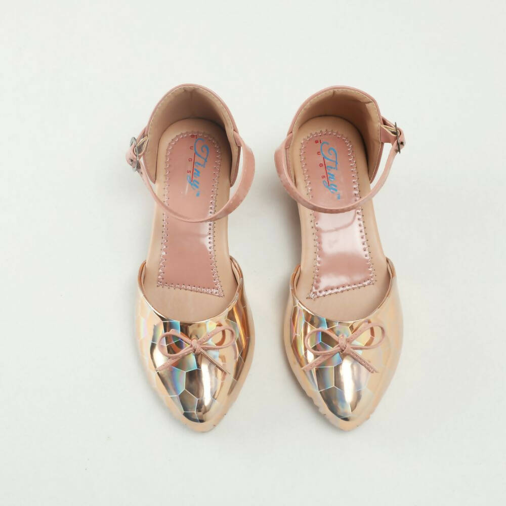 Tiny Bugs Girls Party Wear Ballerinas Heels - Peach