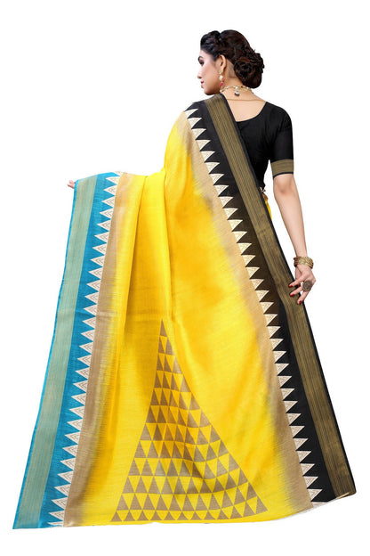 Vamika Yellow & Black Linen Jari Border Saree (GUNJAN YELLOW)