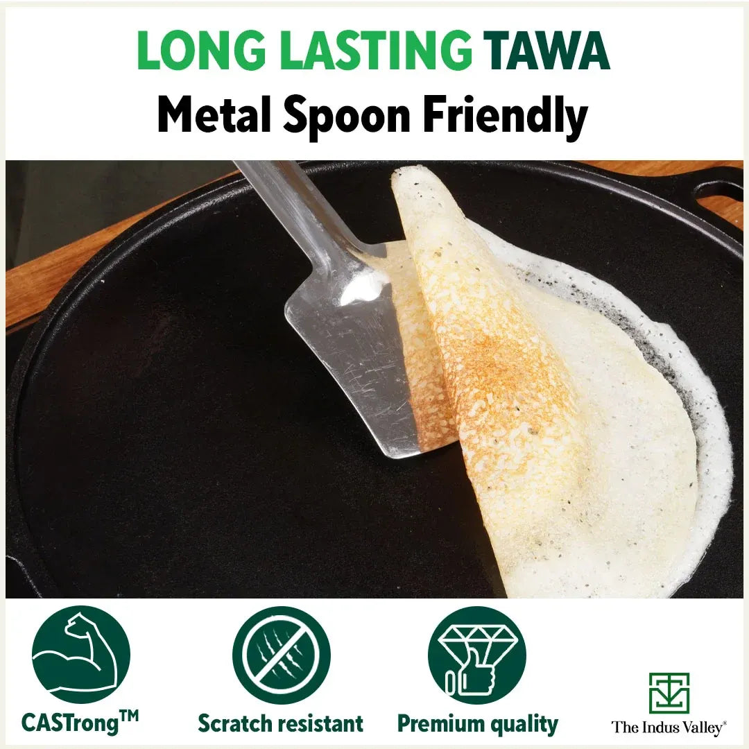The Indus Valley Castrong Cast Iron Roti Dosa Tawa 30.2cm 3kg Pre-Seasoned