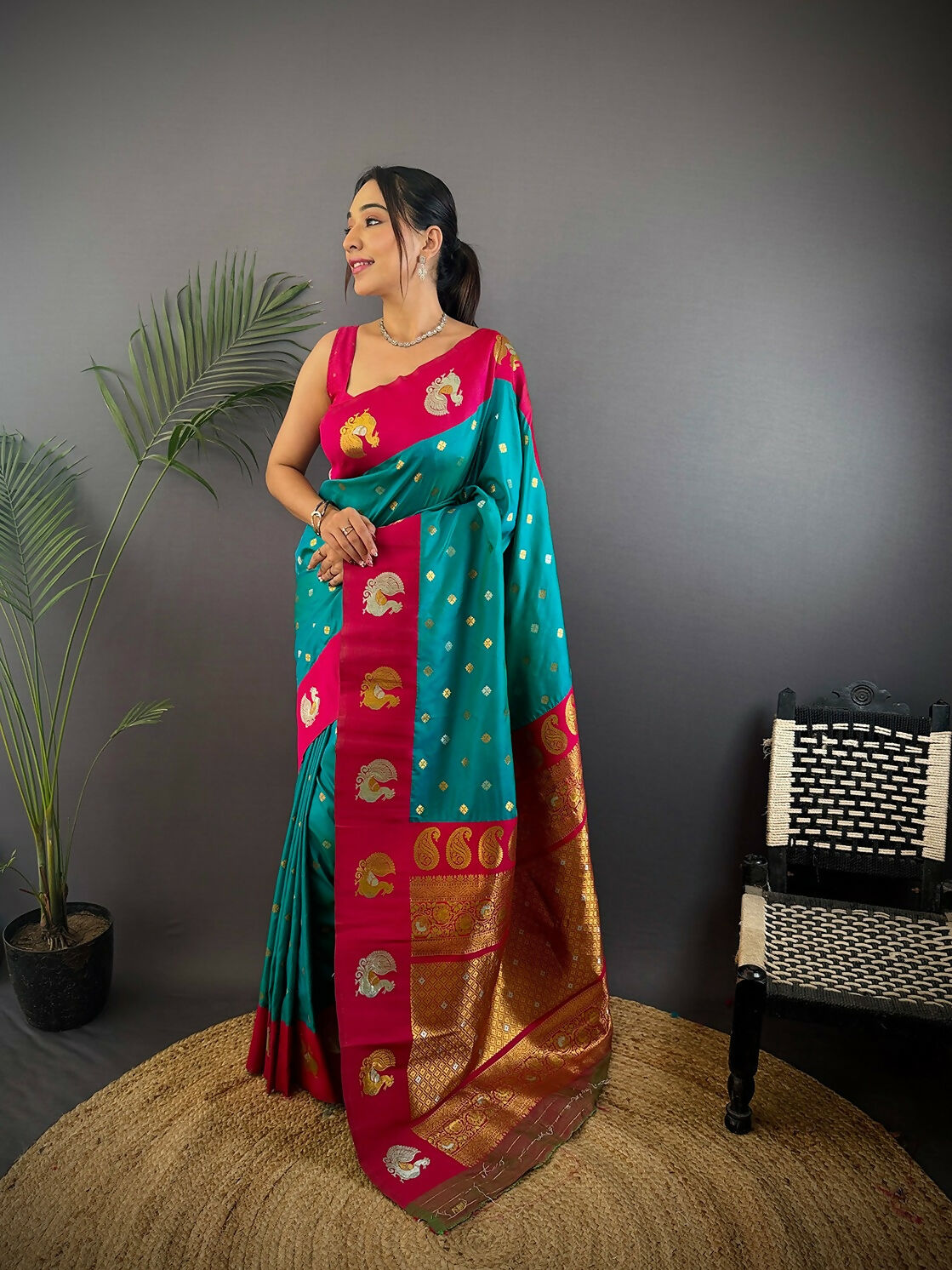 Joban Fashion Light Brown Butti Banarasi Silk Sarees