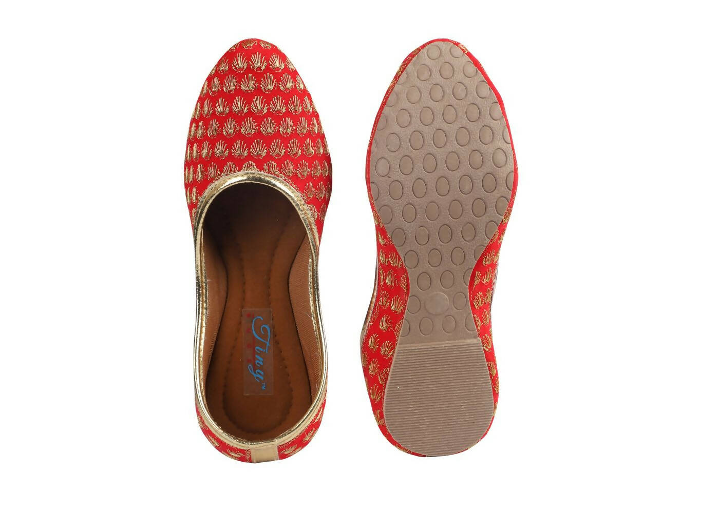 Tiny Bugs Girls Sequin Detailing Ethnic Juttis - Red