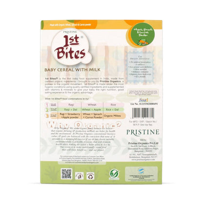 Pristine 1st Bites Baby Cereal Stage-3 Organic Wheat, Spinach & Carrot