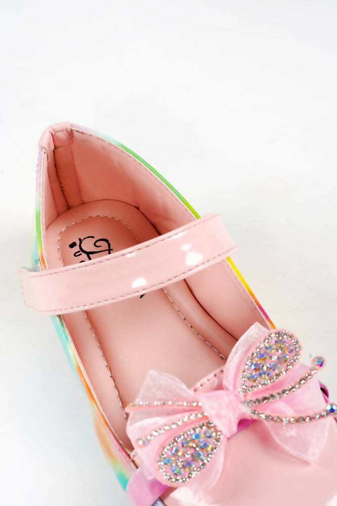 Tiny Bugs Girls Party Wear Velcro Ballerinas - Pink