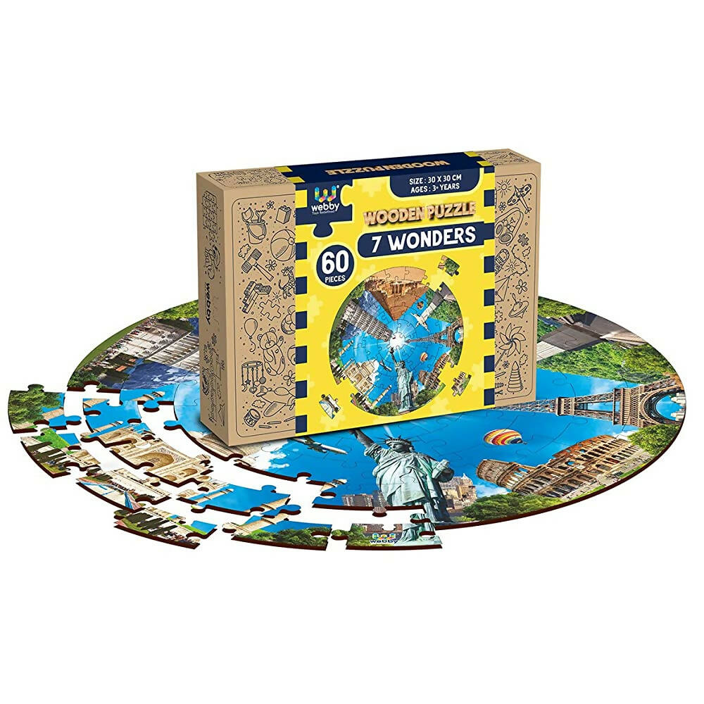 Webby Wooden Seven Wonders of The World Jigsaw Puzzle-60 Pcs