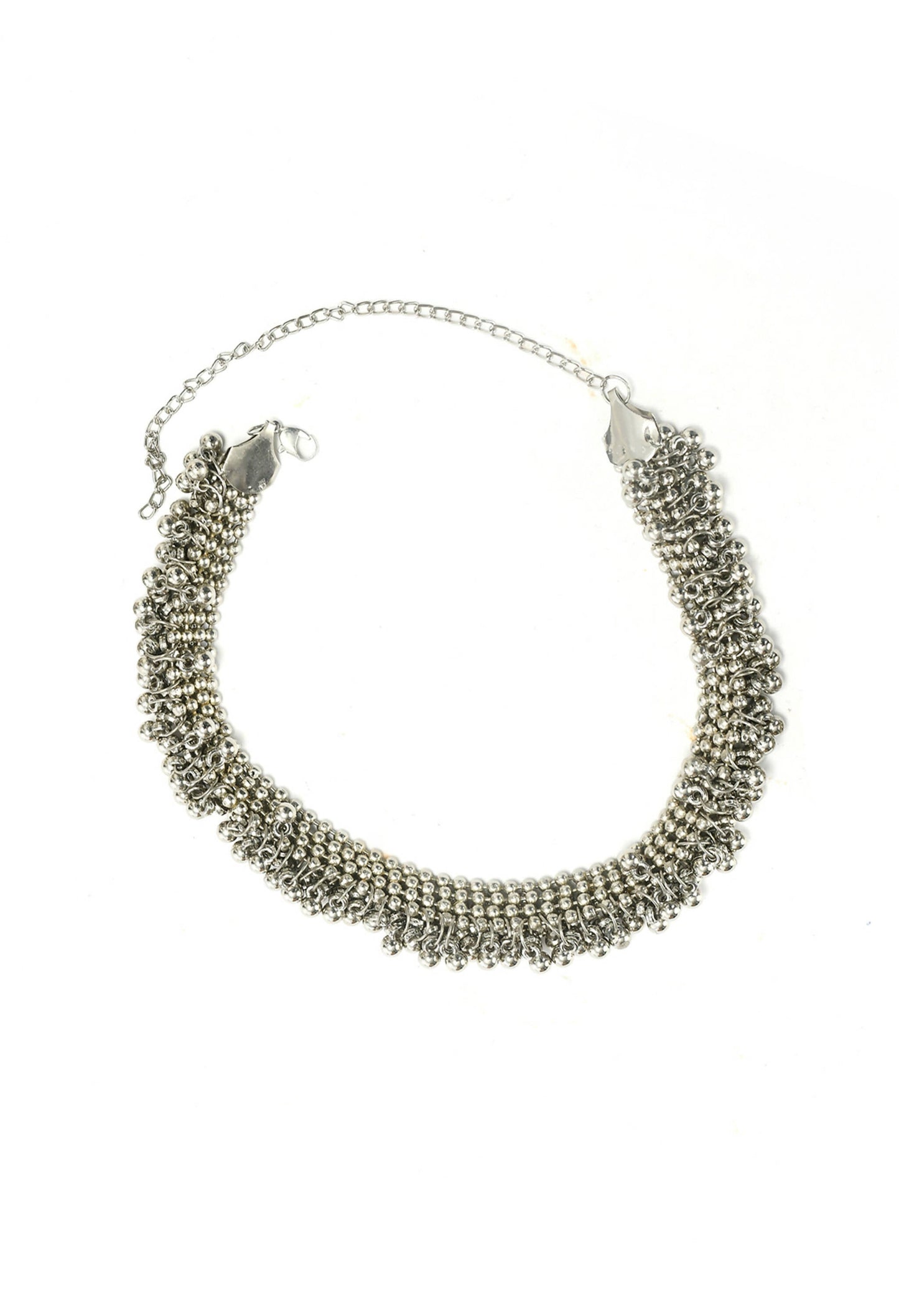 Mominos Fashion Johar Kamal Silver-Plated Brass Finish Ghungroo Work Choker For Women