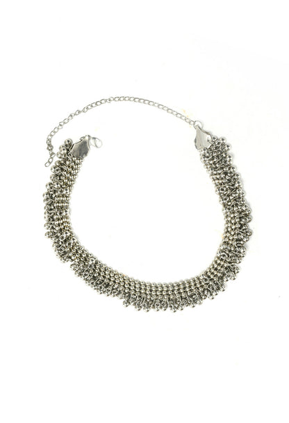 Mominos Fashion Johar Kamal Silver-Plated Brass Finish Ghungroo Work Choker For Women