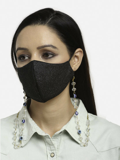 Unisex Gold-Toned Blue Evil Eye Beaded Mask Chain - Ruby Raang