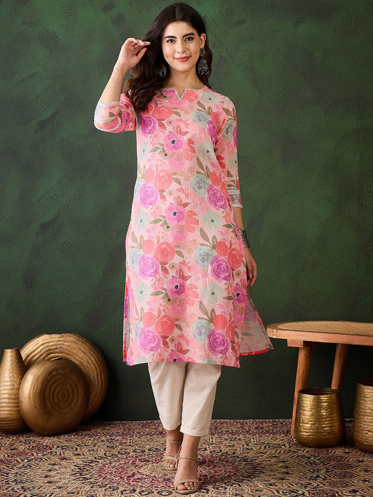 Sangria Floral Printed Pure Cotton Kurta