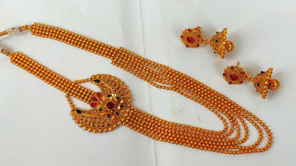 Multicolor Kemp Layer Necklace Set With Earrings