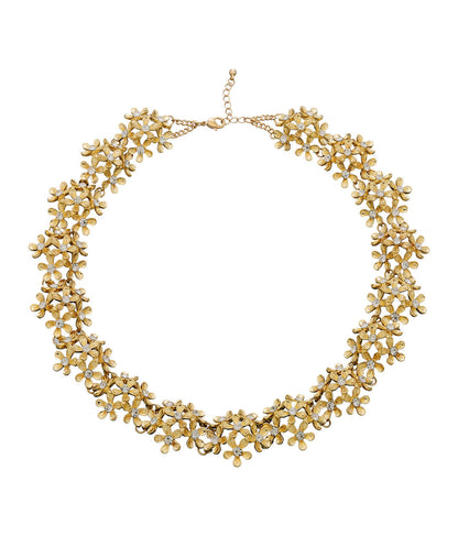 Gold-Polished Alloy Designer Flower Choker Necklace - The Pari