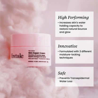 Foxtale Skin Repair Cream With Olive Leaf Extract, Provitamin B5 & Niacinamide