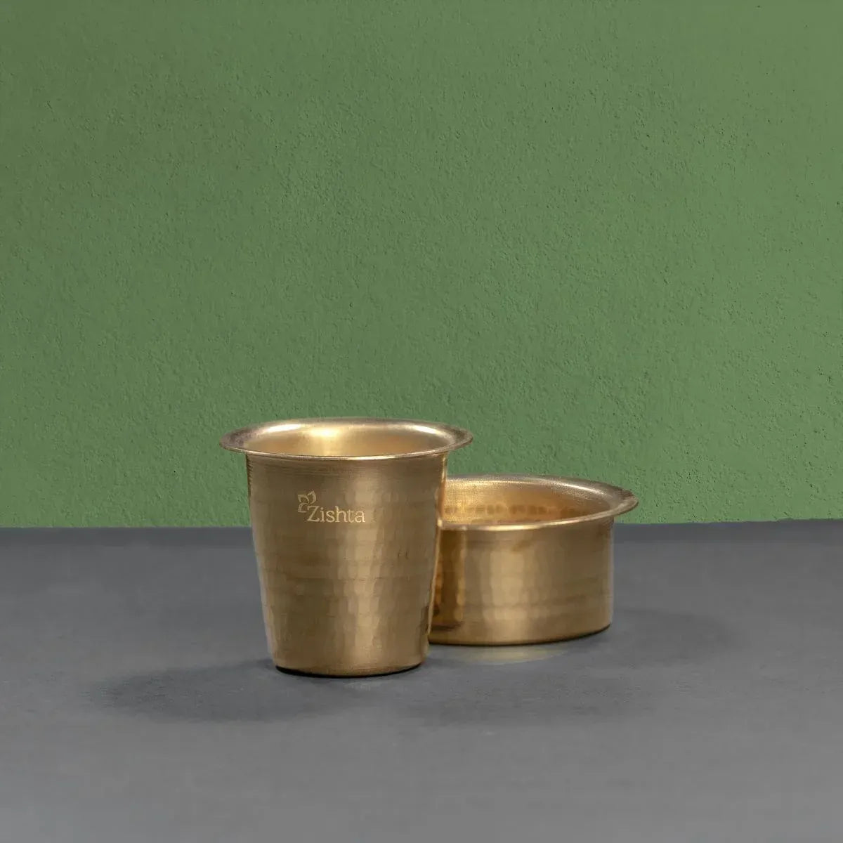 Zishta Brass Coffee Filter Large and Davara Tumbler Combo