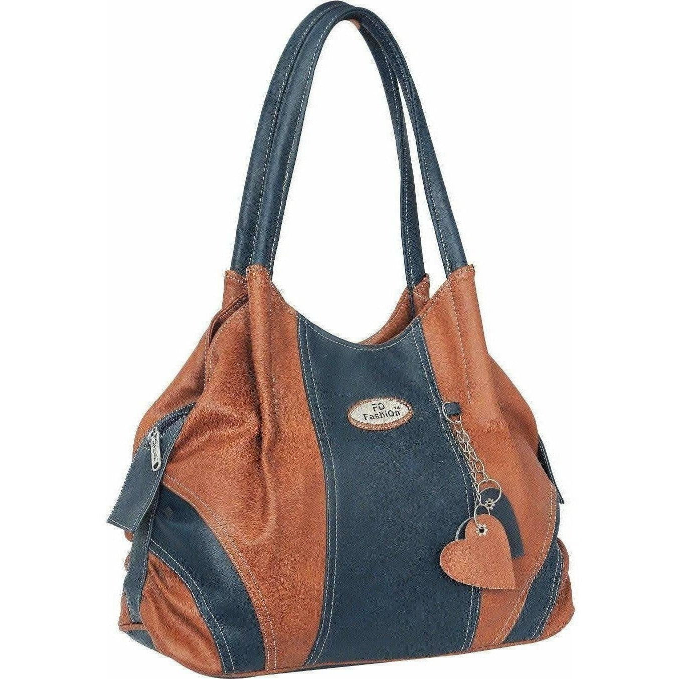 FD Fashion Shoulder Bag  (Tan, Blue)