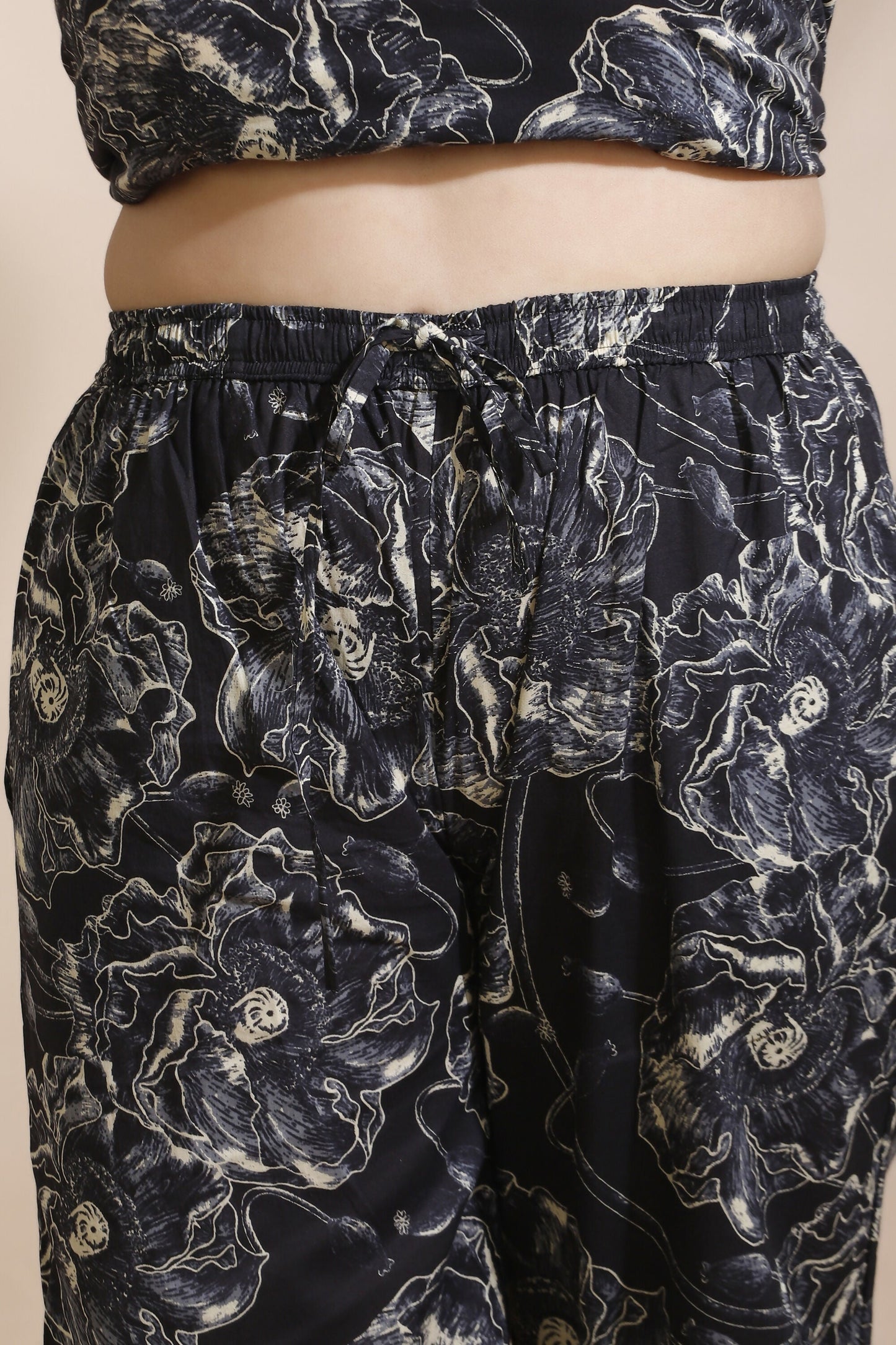 Breathables Floral Cotton Co-Ord Set – Black