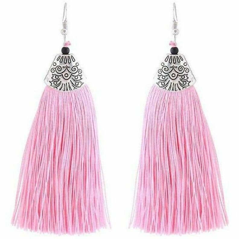 MS Fashion India Muskan Fancy Long Yarn Pink Tassel Earrings
