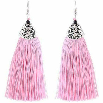 MS Fashion India Muskan Fancy Long Yarn Pink Tassel Earrings