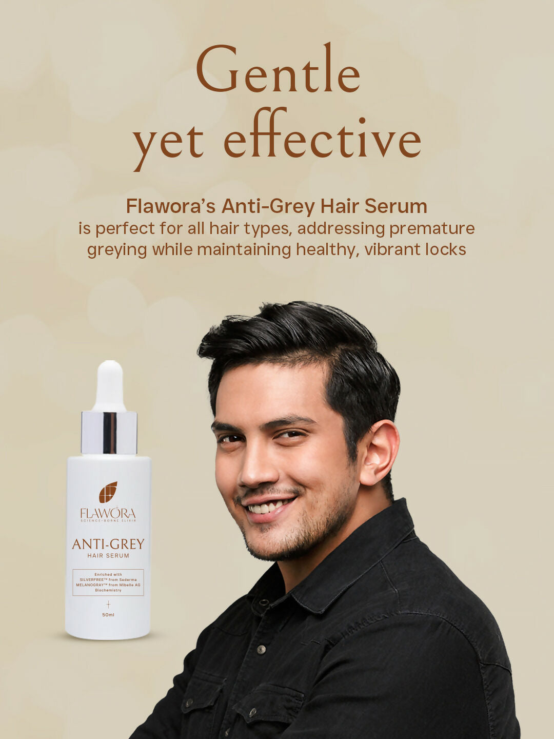 Flawora Set of Anti-Grey Hair Serum and Golden Glow Face Serum