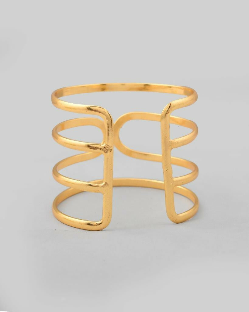 VOJ Gold-Polished multi Layer Kada Bracelet