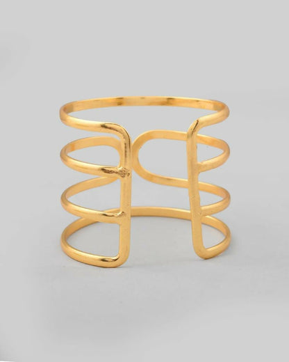 VOJ Gold-Polished multi Layer Kada Bracelet