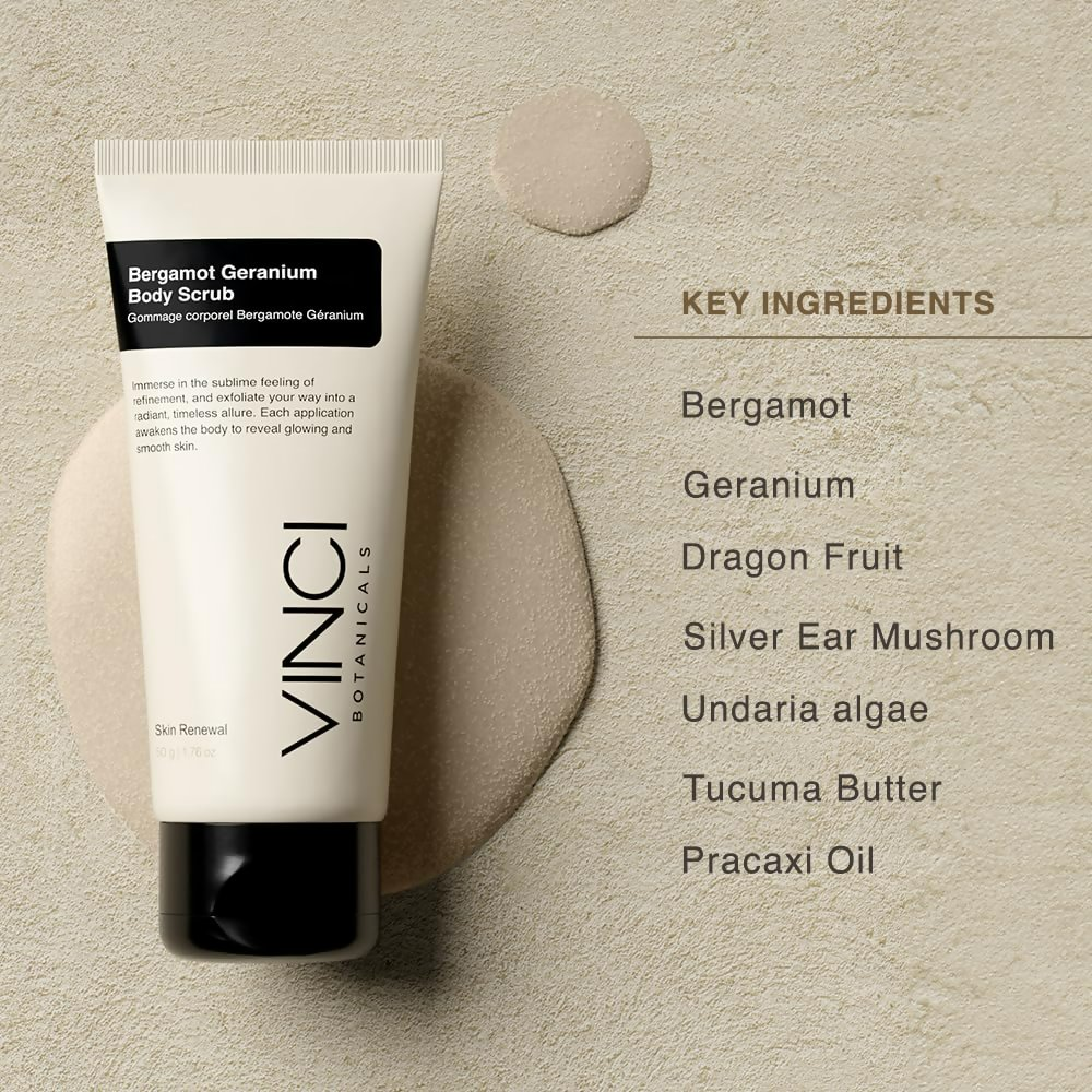 Vinci Botanicals Bergamot Geranium Body Scrub