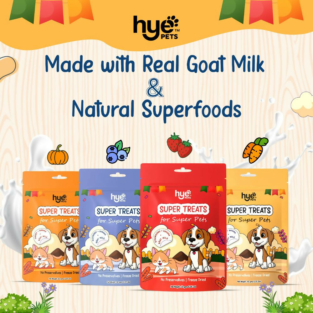 Hye Pets Super Treats For Super Pets – Freeze Dried Treats Made With Goat Milk, Carrot & Banana