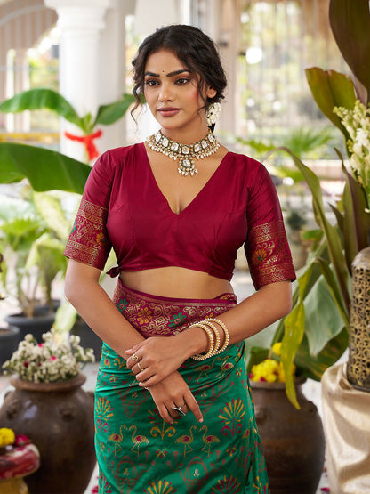 Shree Shyam Fashion Green Soft Silk Saree
