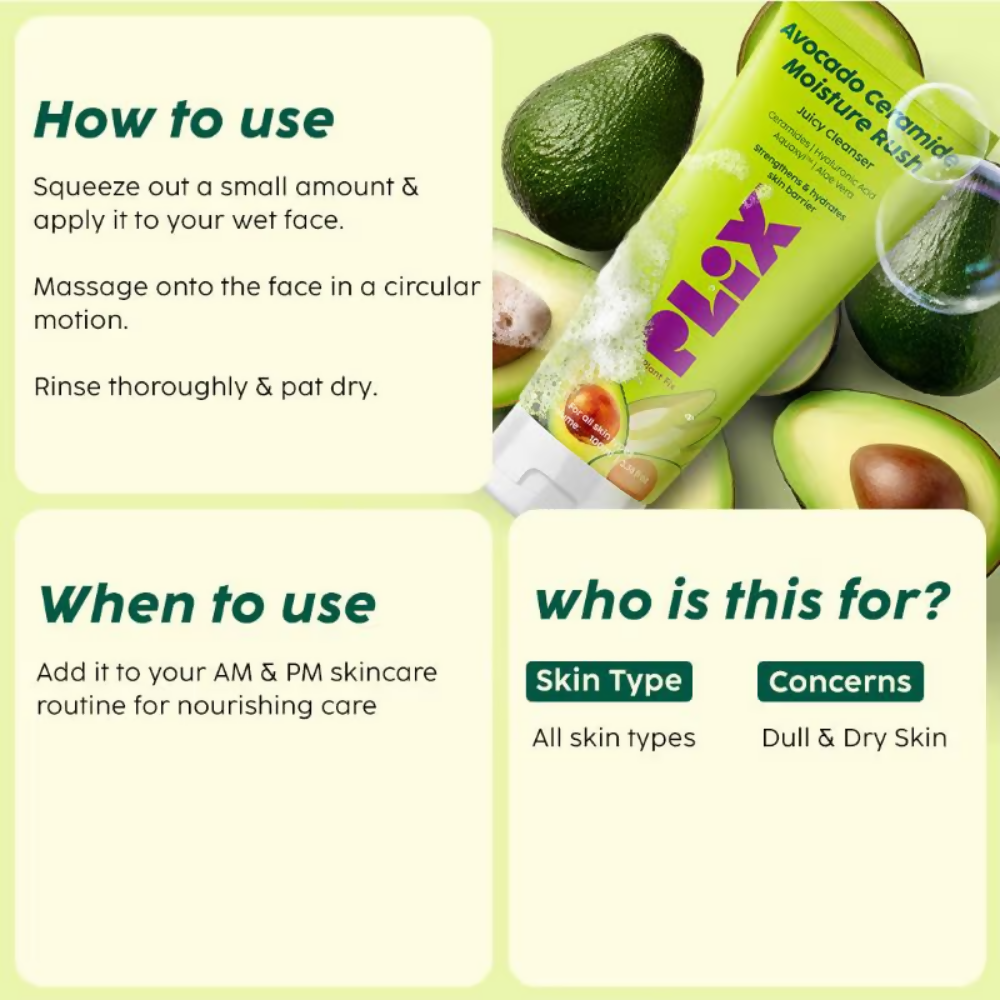 PLIX The Plant Fix Avocado Ceramide Moisture Rush Juicy Cleanser