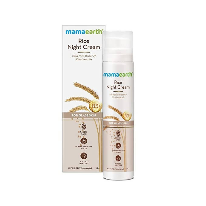 Mamaearth Rice Night Cream with Niacinamide & Rice Water – Hydrating Face Cream (50g)