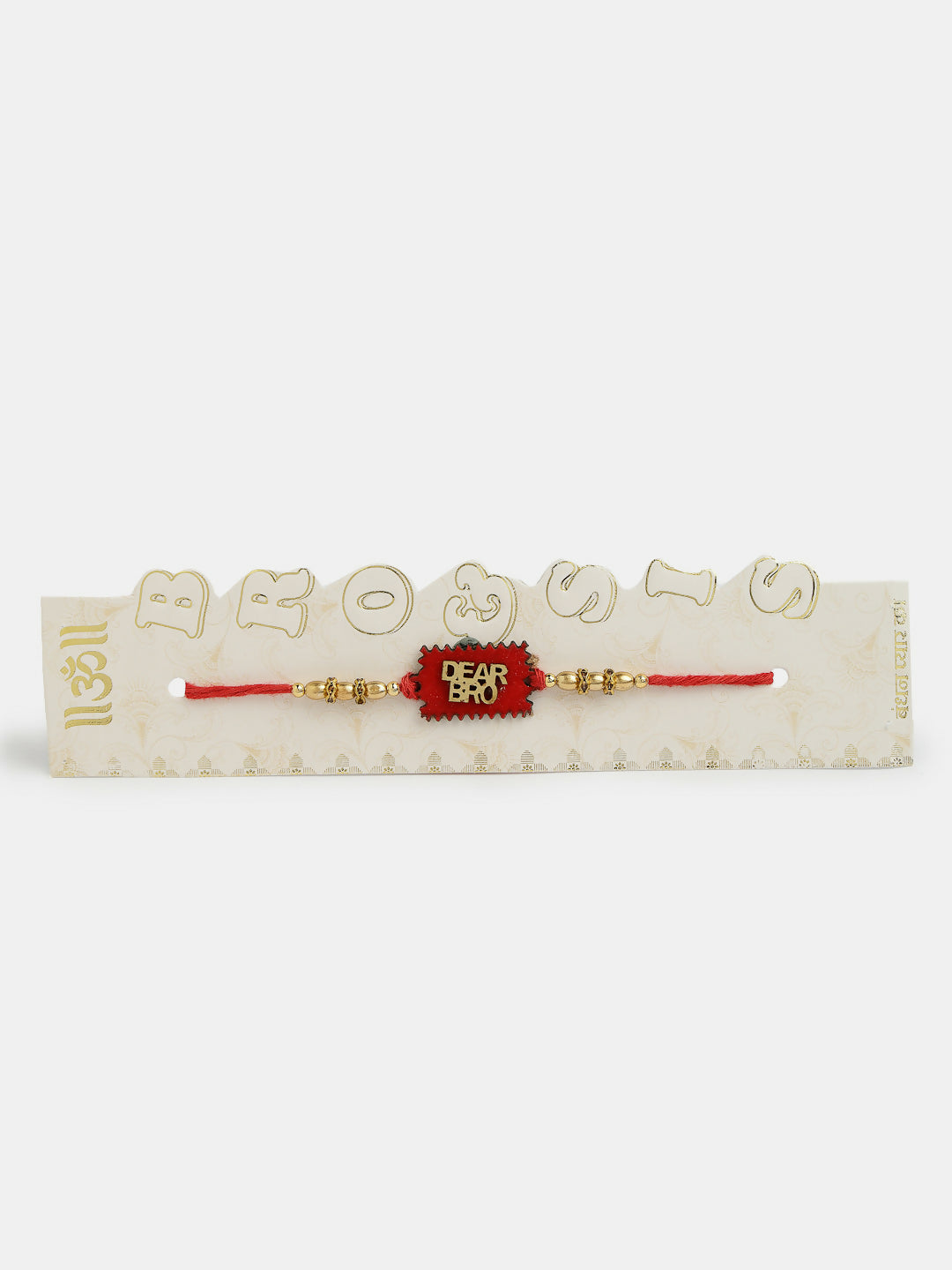 NVR Men Set of 4 Gold-Toned Stone-Studded & Beaded Rakhi With Roli Chawal & Chocolate